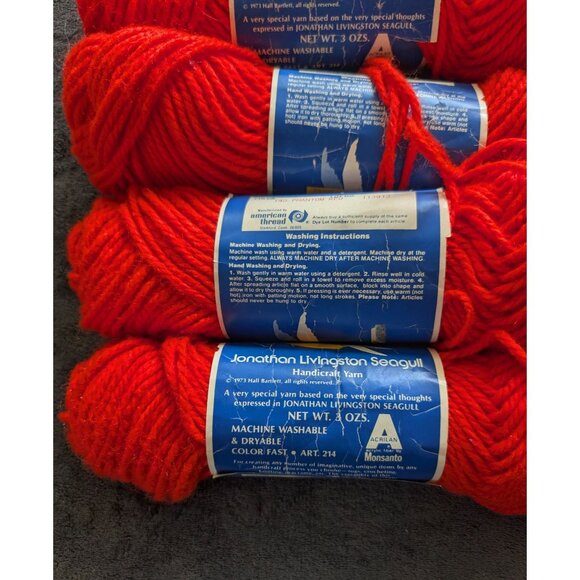 Jonathan Livingston Seagull Handicraft Yarn Lot of 4‎ Skeins - 140 Phantom Red - Picture 2 of 4